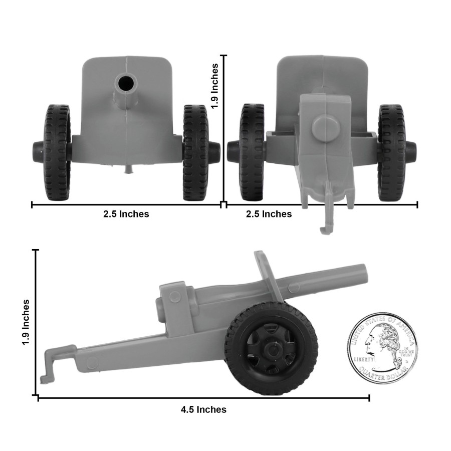 Era Tim Mee | Timmee M3 Artillery-Gray 4Pc Plastic Army Men Cannon Playset-Made In Usa