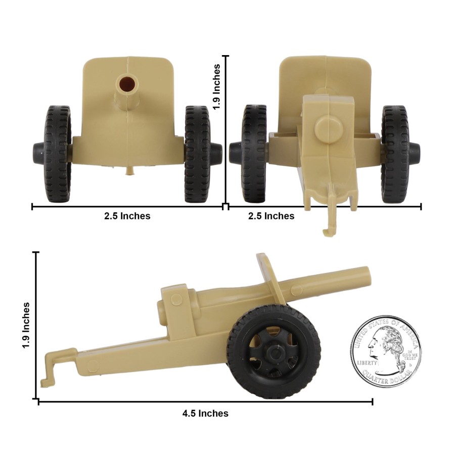 Era Tim Mee | Timmee M3 Artillery-Tan 4Pc Plastic Army Men Cannon Playset-Made In Usa