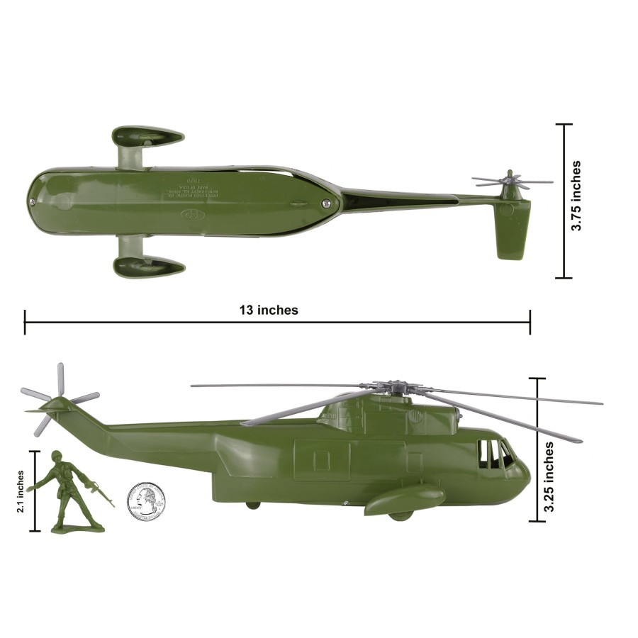 Era Tim Mee | Timmee Plastic Army Men Helicopter Playset-Od Green 26Pc Made In Usa