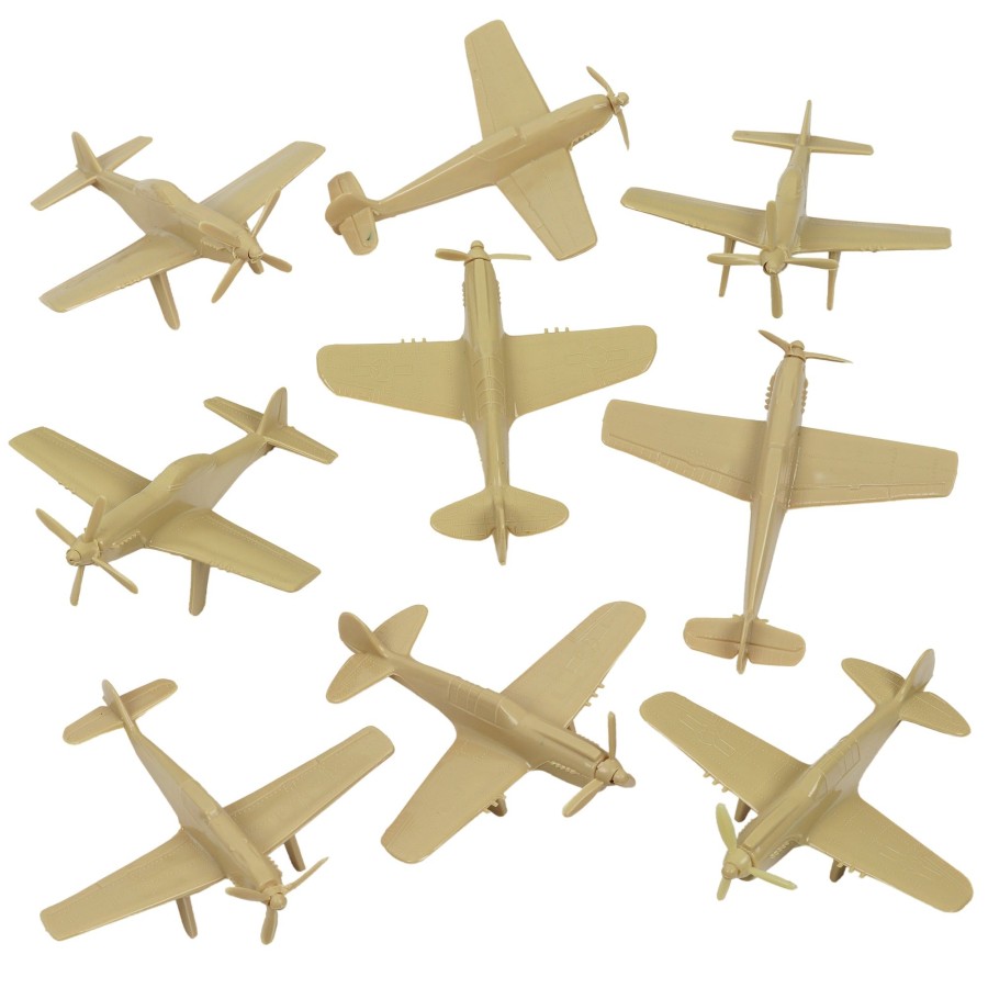 Era Tim Mee | Timmee Ww2 Fighter Ace Planes-Tan 9Pc Plastic Army Men Airplanes Usa Made