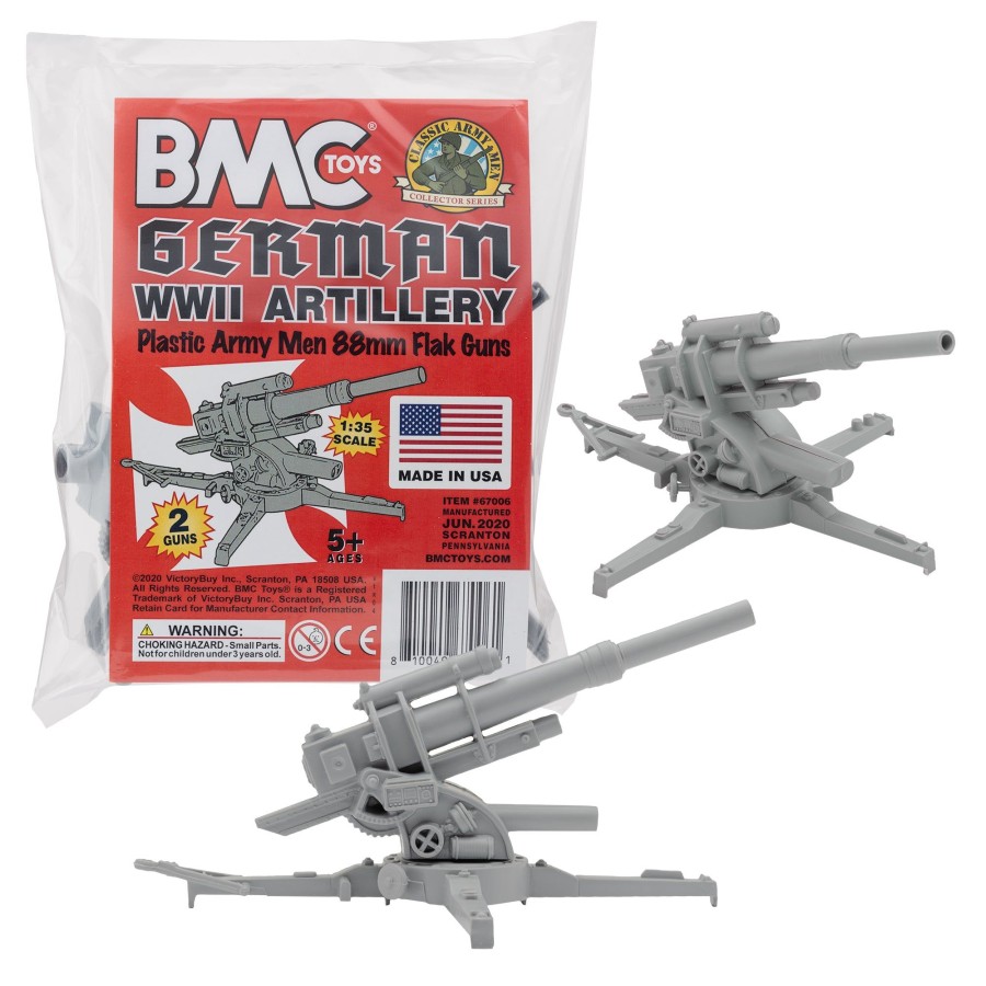 Era BMC Toys | Bmc Classic Ww2 German 88Mm Artillery-2Pc Gray Plastic Army Men Accessories