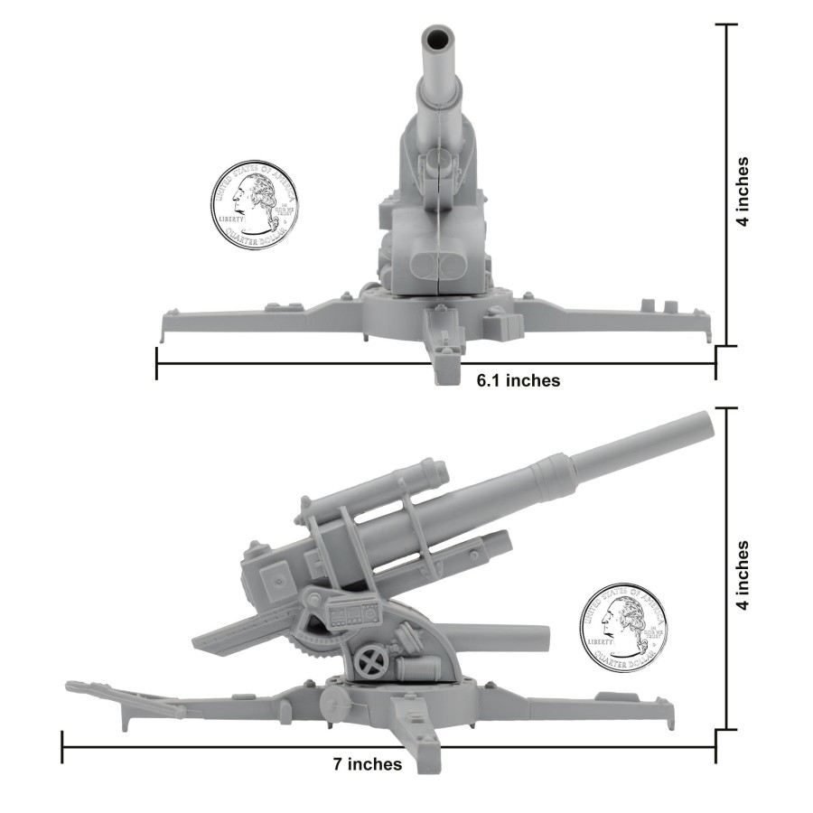 Era BMC Toys | Bmc Classic Ww2 German 88Mm Artillery-2Pc Gray Plastic Army Men Accessories