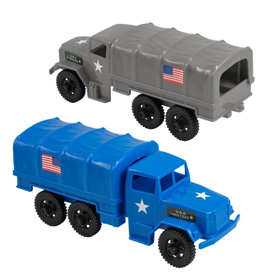 Era Tim Mee | Timmee Plastic Army Men Trucks-M34 Deuce And A Half Cargo Vehicles-Usa Made