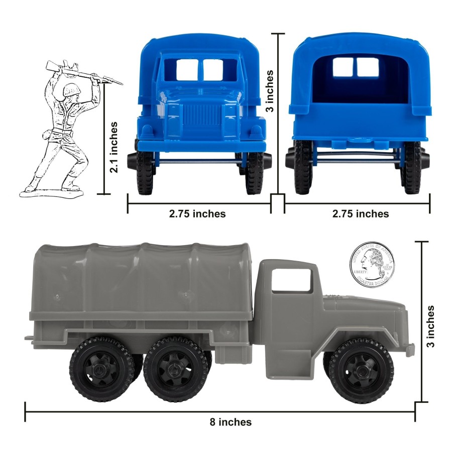 Era Tim Mee | Timmee Plastic Army Men Trucks-M34 Deuce And A Half Cargo Vehicles-Usa Made