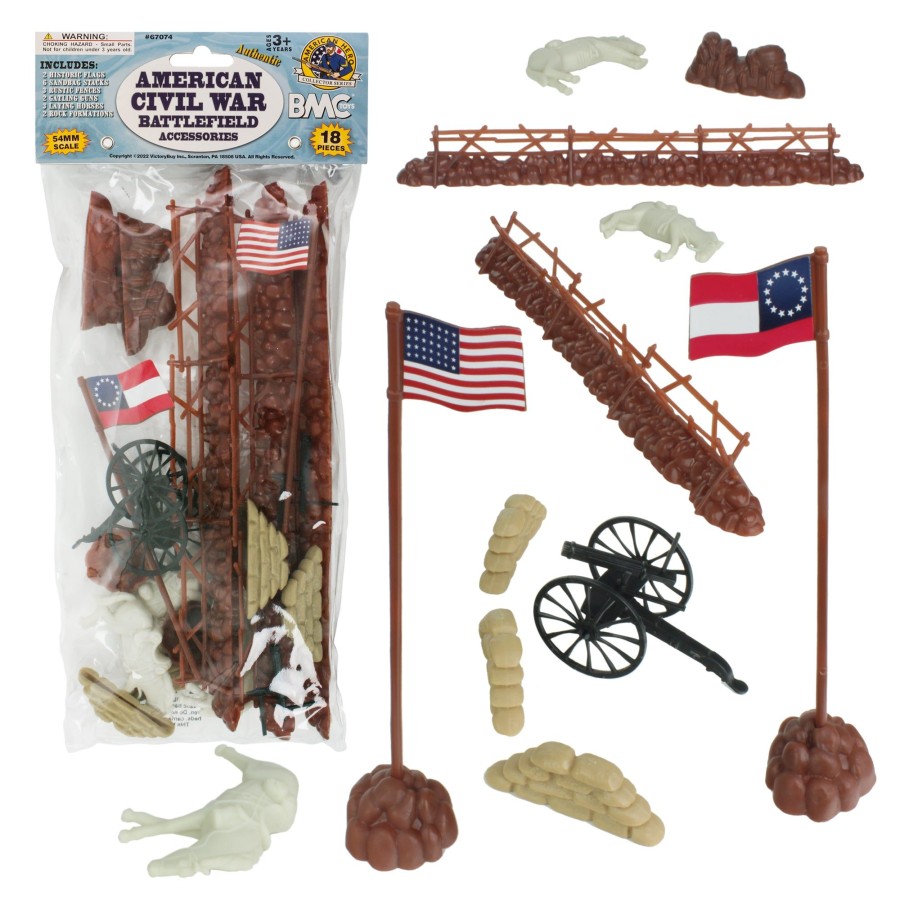 Era BMC Toys | Bmc Civil War Battlefield Plastic Army Men 1:32 Accessories-18Pc Fences, Flags