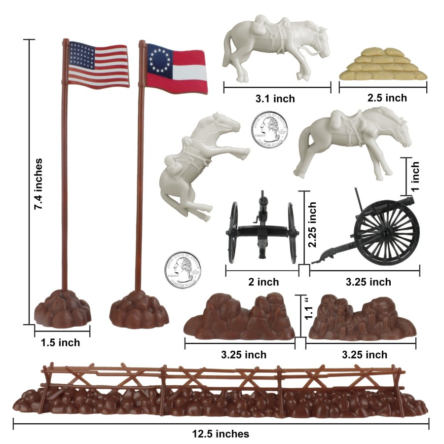 Era BMC Toys | Bmc Civil War Battlefield Plastic Army Men 1:32 Accessories-18Pc Fences, Flags