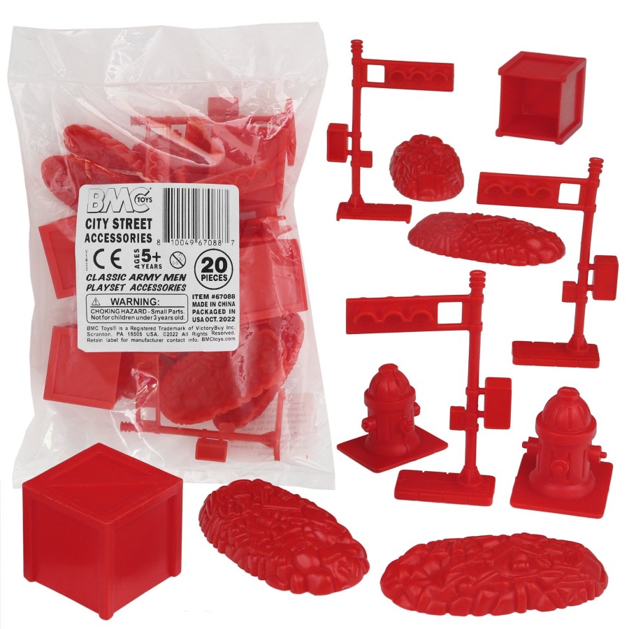 Era BMC Toys | Bmc Classic Ppc City Street Accessories-20Pc Red Plastic Army Men Playset