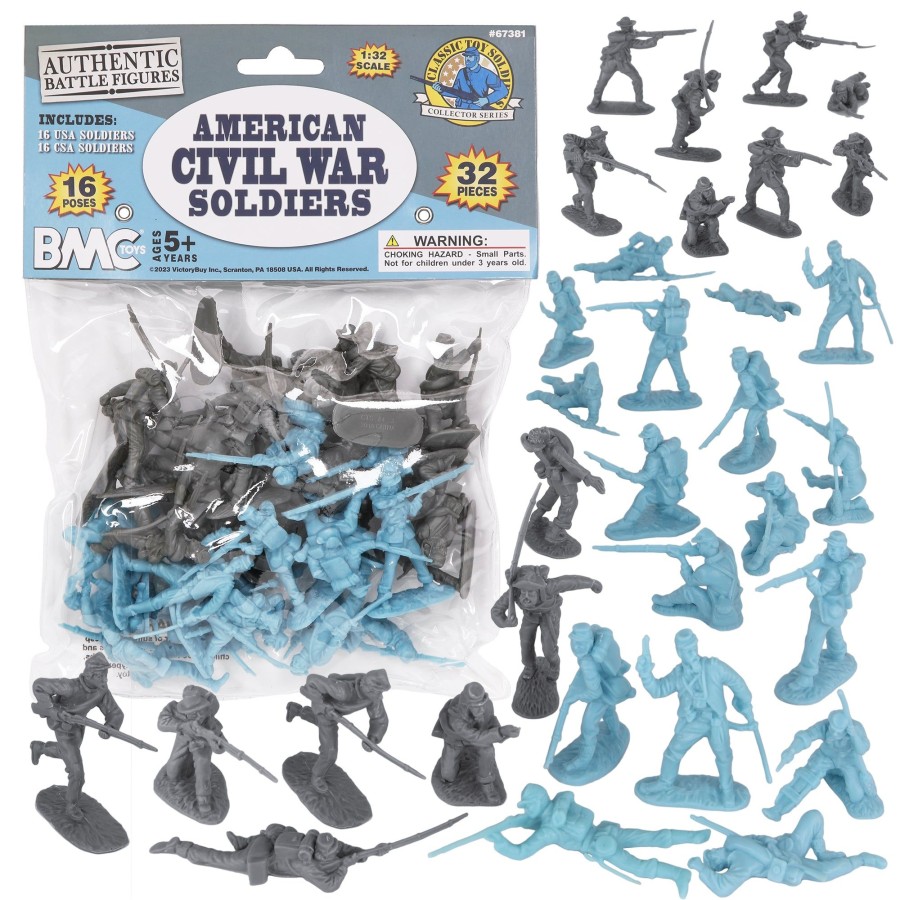 Era BMC Toys | Bmc Cts American Civil War Plastic Army Men-32Pc Blue & Gray Soldier Figures