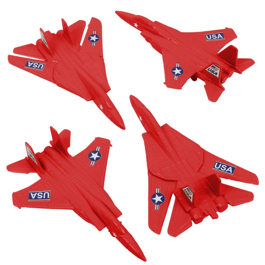 Era Tim Mee | Timmee Plastic Army Men Combat Fighter Jets-4Pc Red Airplanes Made In Usa