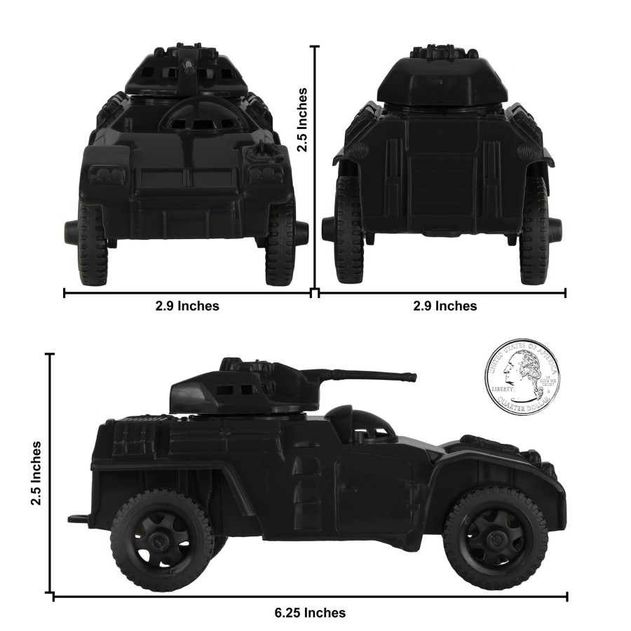 Era Tim Mee | Timmee Recon Patrol Armored Cars-Black Plastic Army Men Scout Vehicles