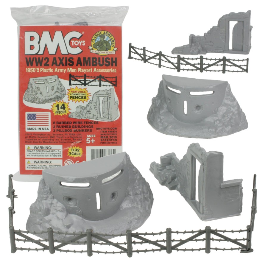 Era BMC Toys | Bmc Classic Marx Axis Ambush-14Pc Gray Plastic Army Men Playset Accessories