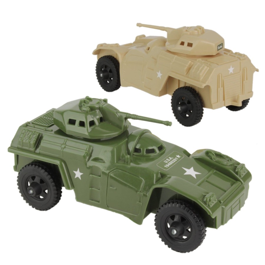 Era Tim Mee | Timmee Recon Patrol Armored Cars Od Green & Tan Plastic Army Men Scout Vehicles