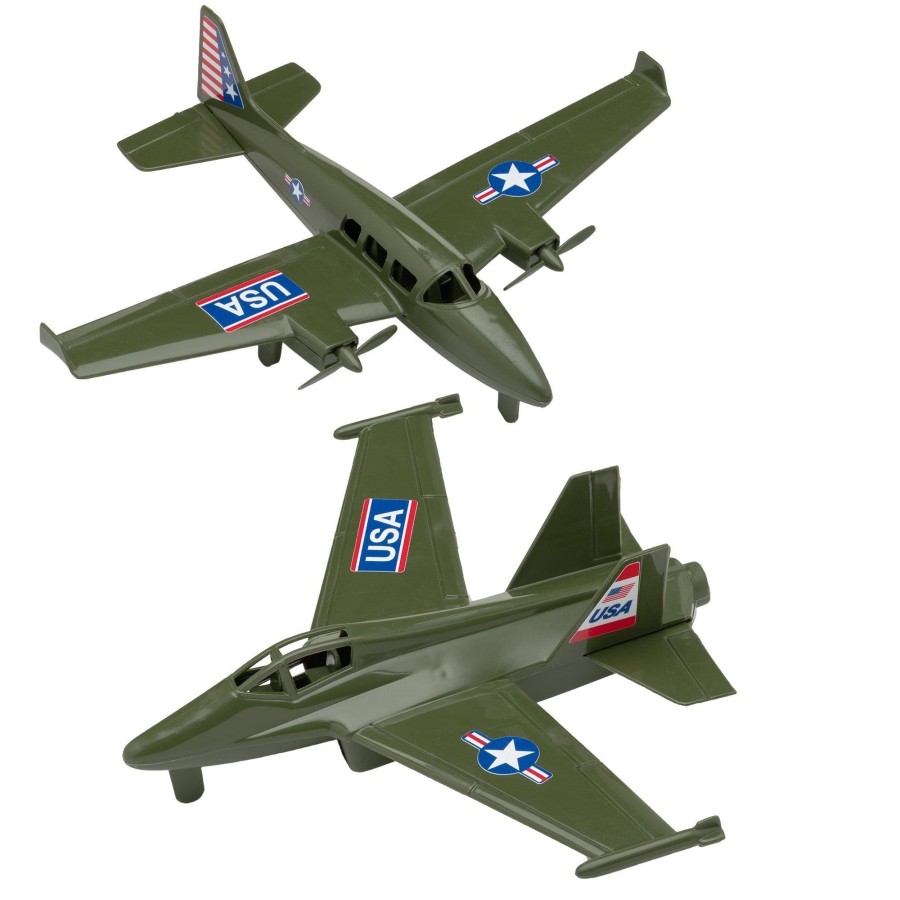 Era Tim Mee | Timmee Prop Plane And Fighter Jet-2Pc Olive Green Plastic Army Men Air Support