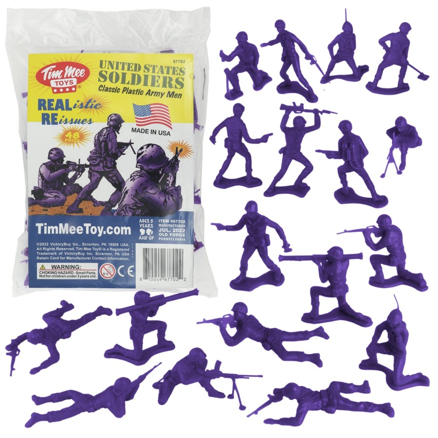 Era Tim Mee | Timmee Plastic Army Men-Purple 48Pc Toy Soldier Figures-Made In Usa