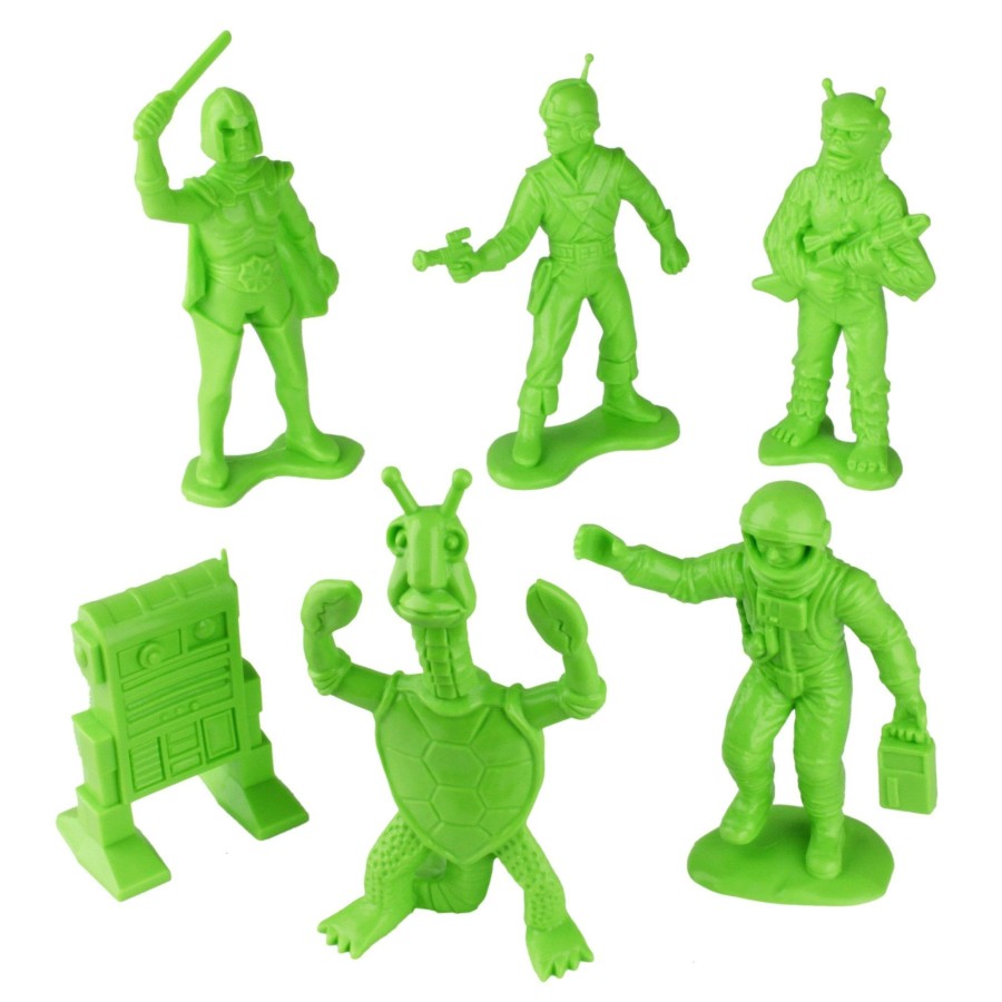 Era Tim Mee | Timmee Galaxy Laser Team Big Space Figures-Bright Green 6Pc Set Made In Usa