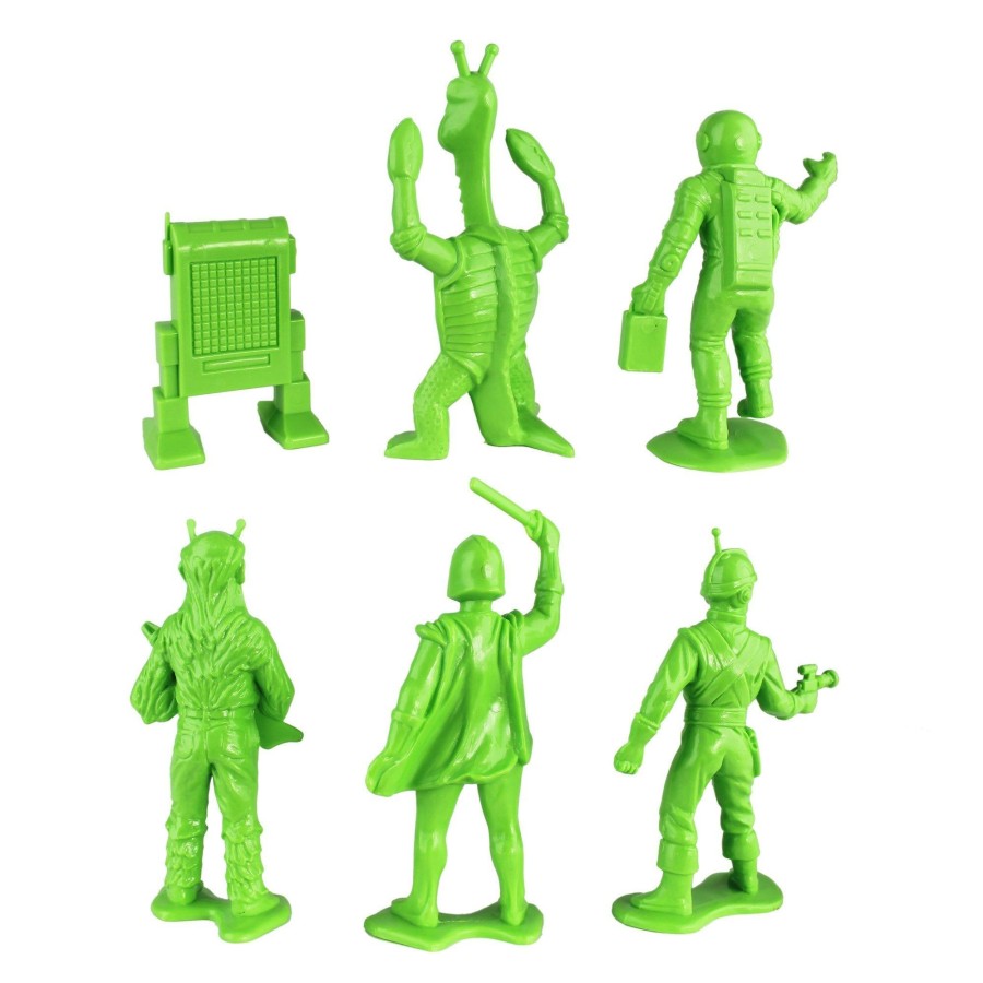 Era Tim Mee | Timmee Galaxy Laser Team Big Space Figures-Bright Green 6Pc Set Made In Usa