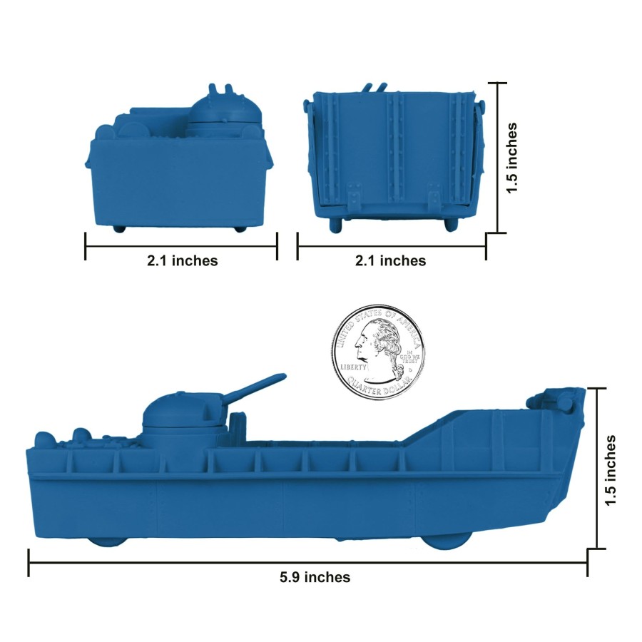 Era BMC Toys | Bmc Classic Marx Landing Craft-4Pc Blue Plastic Army Men Boat Vehicles