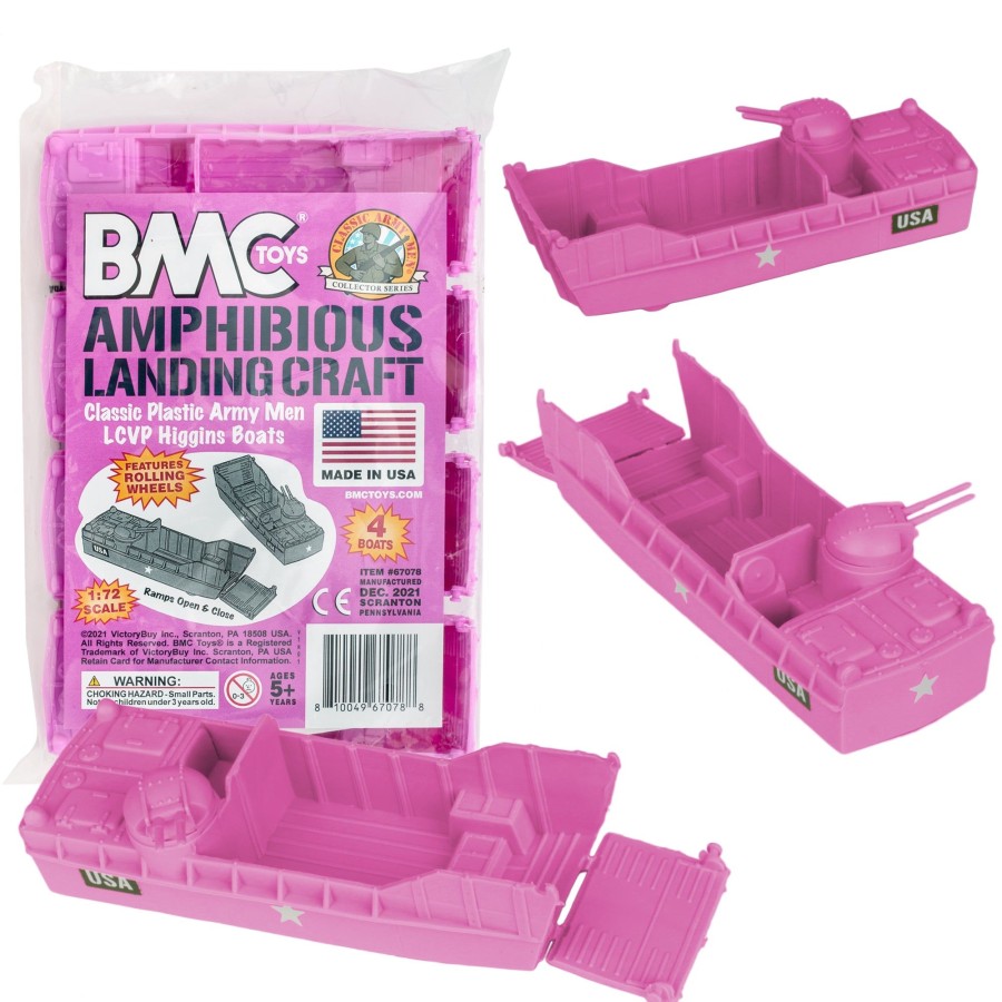 Era BMC Toys | Bmc Classic Marx Landing Craft-4Pc Pink Plastic Army Men Boat Vehicles