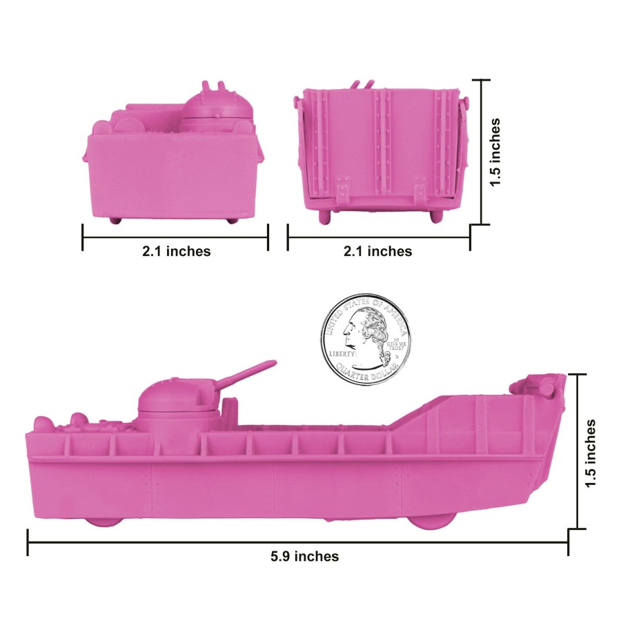 Era BMC Toys | Bmc Classic Marx Landing Craft-4Pc Pink Plastic Army Men Boat Vehicles