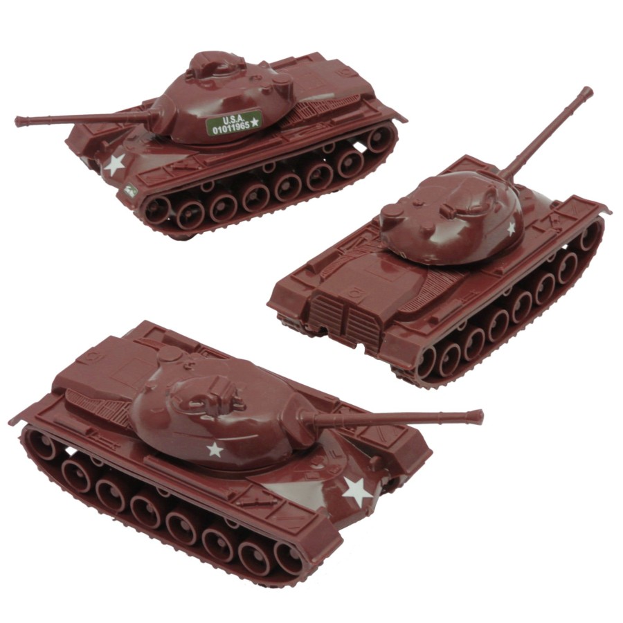 Era Tim Mee | Timmee Toy Tanks For Plastic Army Men-Rust Brown Ww2 3Pc-Made In Usa