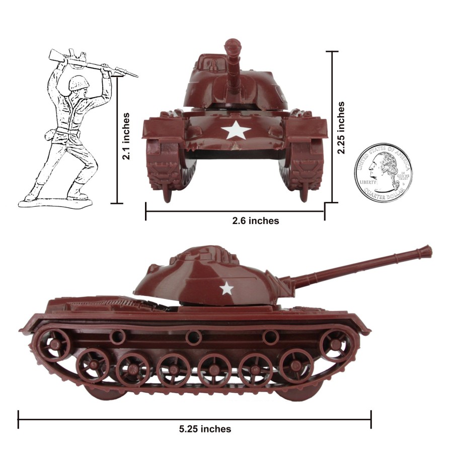 Era Tim Mee | Timmee Toy Tanks For Plastic Army Men-Rust Brown Ww2 3Pc-Made In Usa