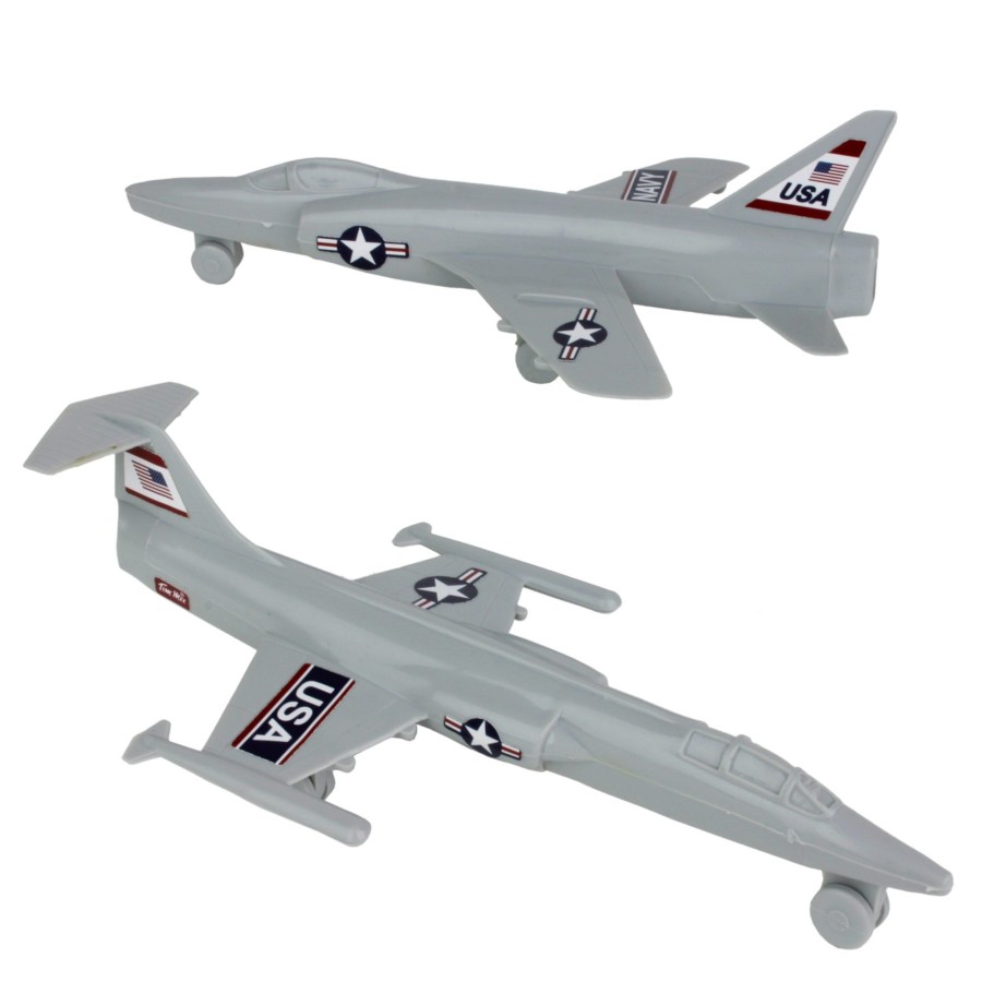 Era Tim Mee | Timmee Plastic Army Men Cold War Fighter Jets-Light Gray Airplanes Made In Usa