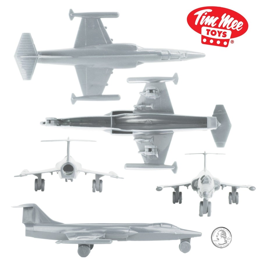 Era Tim Mee | Timmee Plastic Army Men Cold War Fighter Jets-Light Gray Airplanes Made In Usa