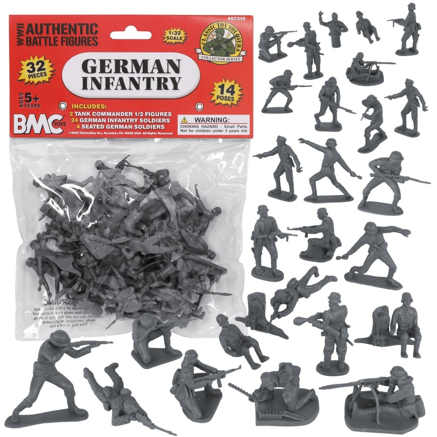 Era BMC Toys | Bmc Cts Ww2 German Infantry Plastic Army Men-32Pc Gray Soldier Figures