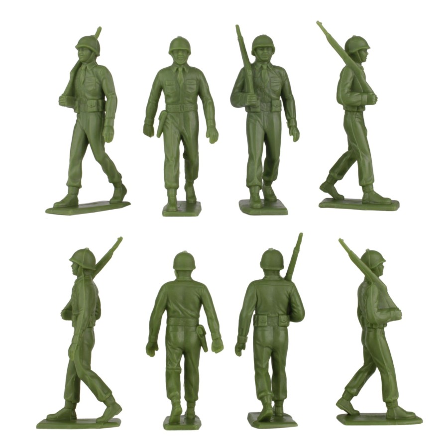 Era BMC Toys | Bmc Marx Plastic Army Men Marching Us Soldiers Od Green 27Pc Ww2 Figures Us Made