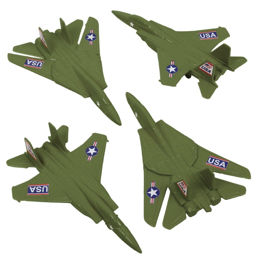 Era Tim Mee | Timmee Plastic Army Men Combat Fighter Jets-4Pc Od Green Airplanes Made In Usa