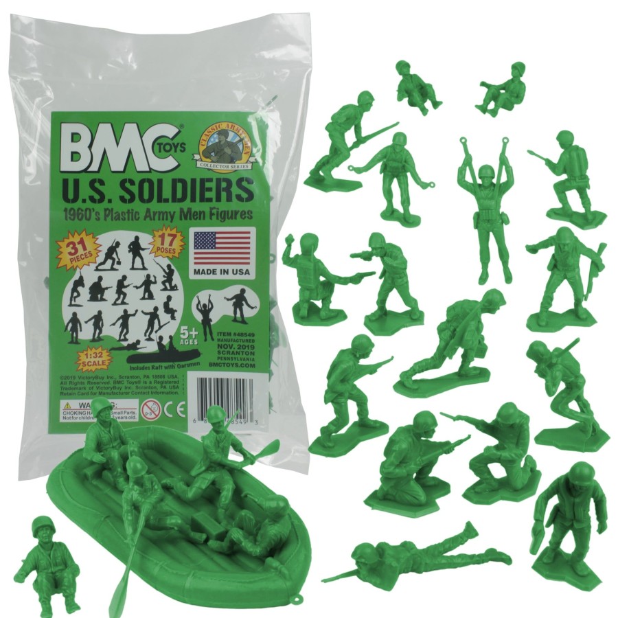 Era BMC Toys | Bmc Marx Plastic Army Men Us Soldiers-Green 31Pc Ww2 Figures-Made In Usa