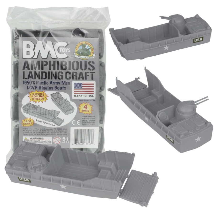 Era BMC Toys | Bmc Classic Marx Landing Craft-4Pc Gray Plastic Army Men Boat Vehicles