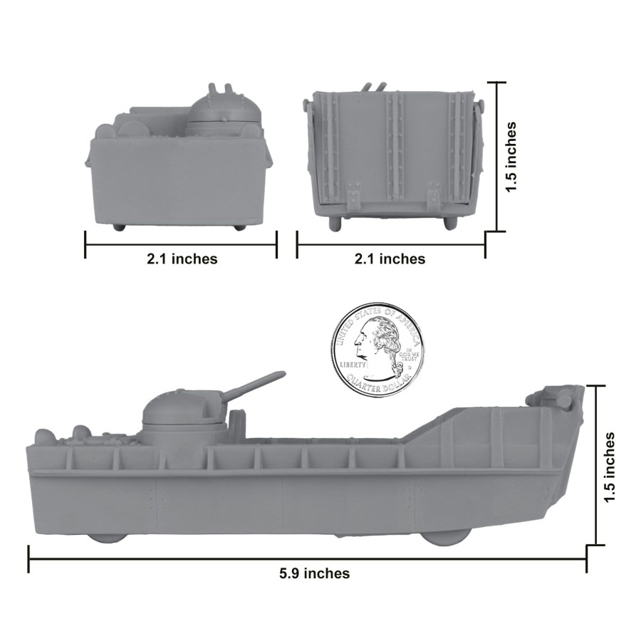 Era BMC Toys | Bmc Classic Marx Landing Craft-4Pc Gray Plastic Army Men Boat Vehicles