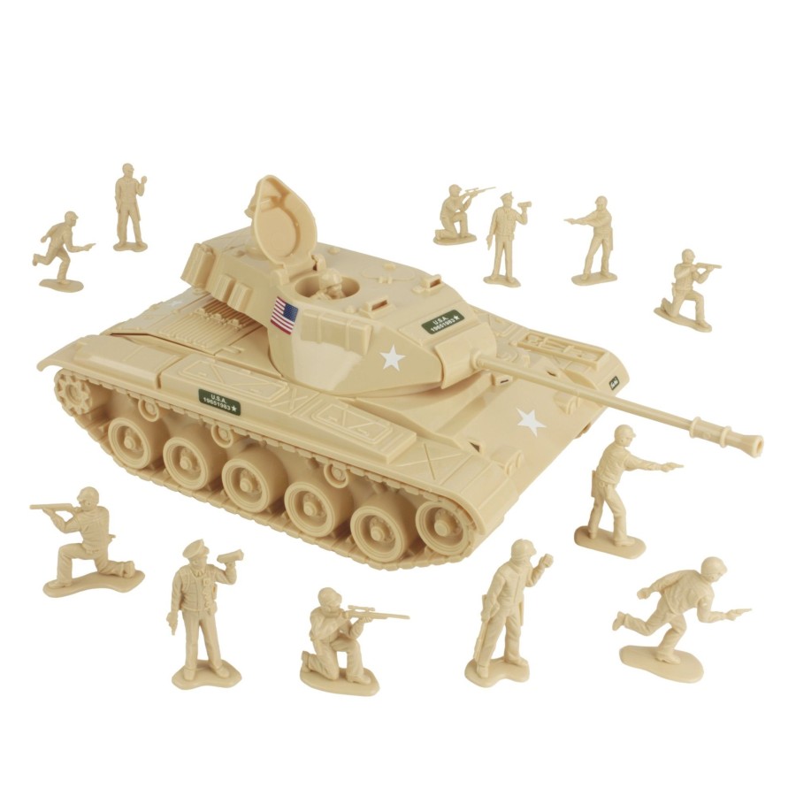 Era Tim Mee | Tim Mee Toy Walker Bulldog Tank Playset- Desert Tan 13Pc-Made In Usa