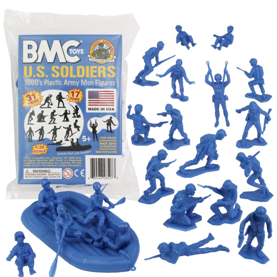 Era BMC Toys | Bmc Marx Plastic Army Men Us Soldiers-Blue 31Pc Ww2 Figures-Made In Usa