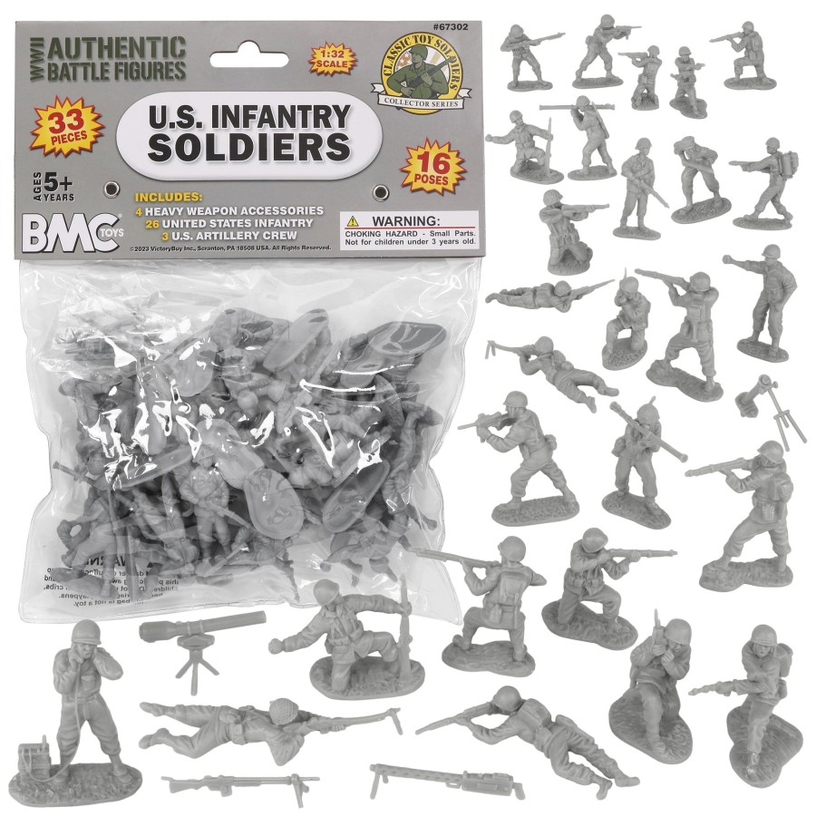 Era BMC Toys | Bmc Cts Ww2 Us Infantry Plastic Army Men-33Pc Gray 1:32 Soldier Figures