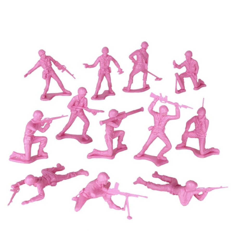 Era Tim Mee | Timmee Plastic Army Men: Pink 100Pc Toy Soldier Figures-Made In Usa