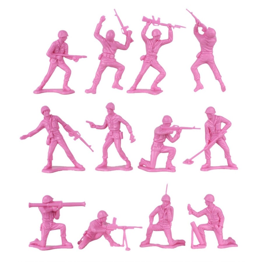 Era Tim Mee | Timmee Plastic Army Men: Pink 100Pc Toy Soldier Figures-Made In Usa