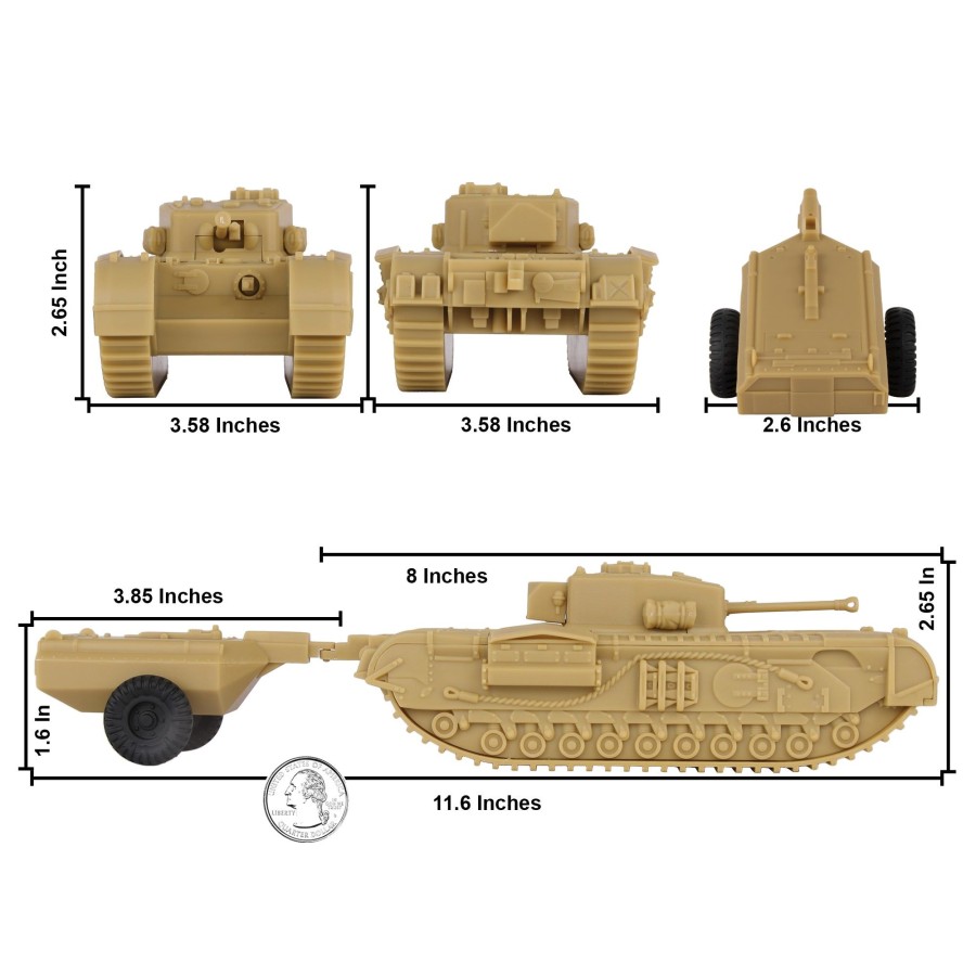 Era BMC Toys | Bmc Cts Ww2 British Churchill Crocodile Tank-Tan 1:38 Plastic Uk Army Vehicle