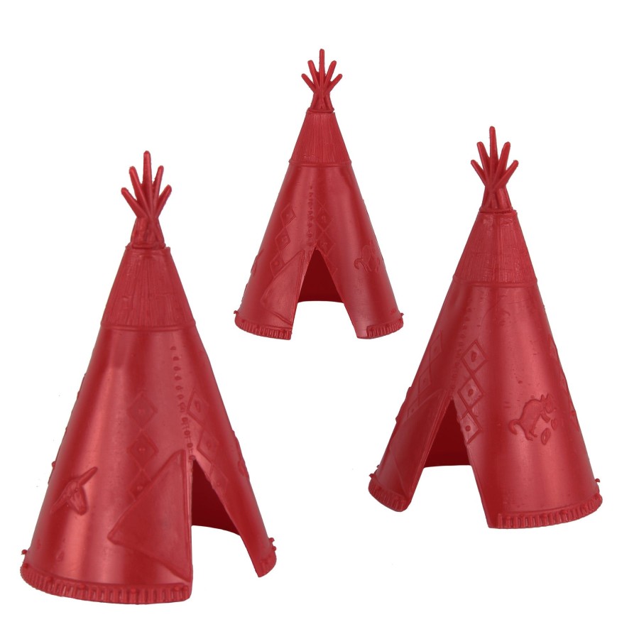 Era BMC Toys | Bmc Classic Plains Indian Teepees-Red 3Pc Western Plastic Playset Accessories