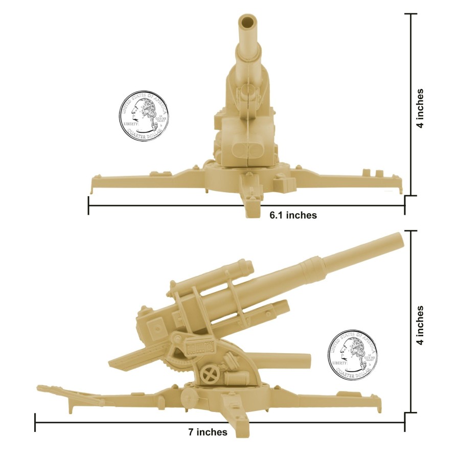 Era BMC Toys | Bmc Classic Ww2 German 88Mm Artillery-2Pc Tan Plastic Army Men Accessories