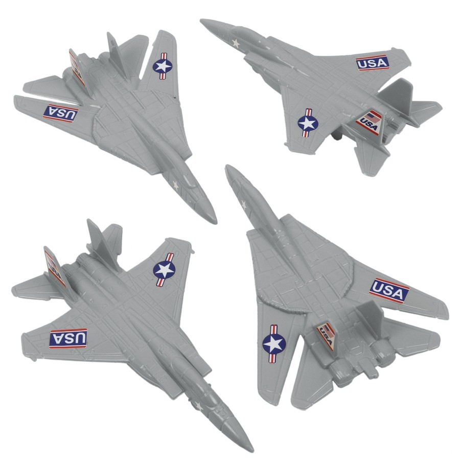 Era Tim Mee | Timmee Plastic Army Men Combat Fighter Jets-4Pc Gray Airplanes Made In Usa