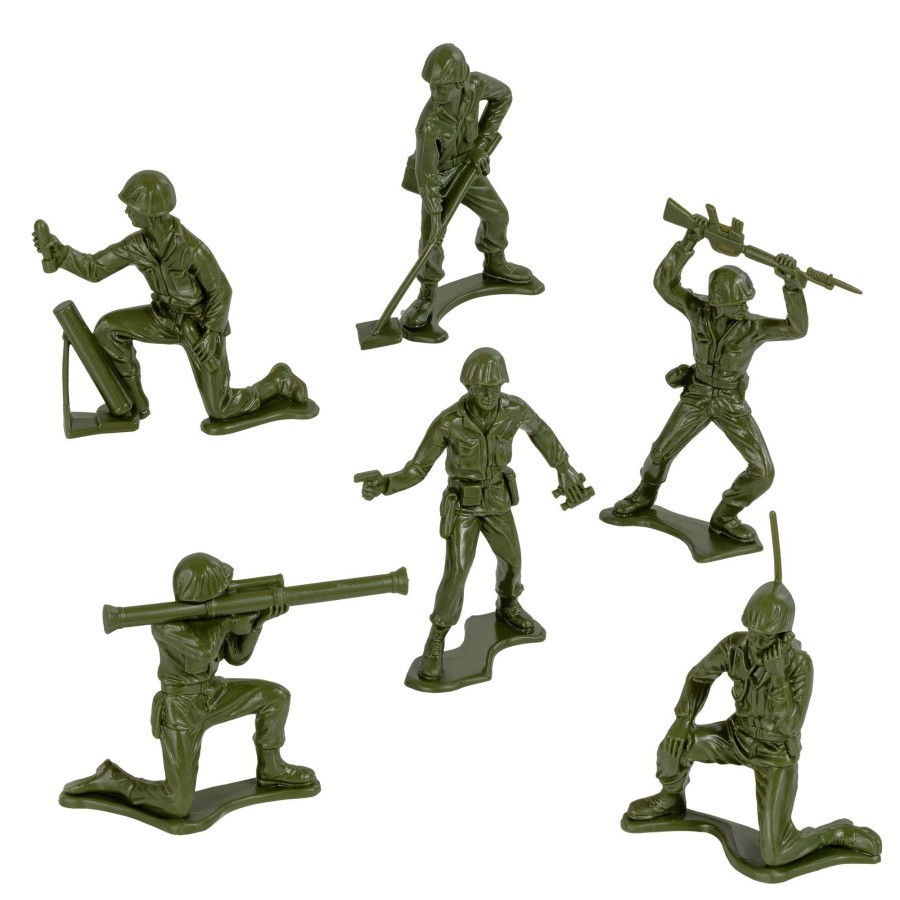 Product Line Tim Mee | Timmee Jumbo Plastic Army Men-6Pc Olive Green Big Soldier Figure Set Made Usa