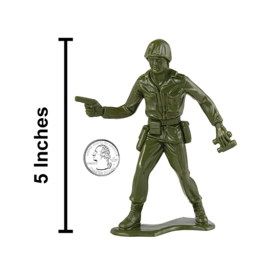 Product Line Tim Mee | Timmee Jumbo Plastic Army Men-6Pc Olive Green Big Soldier Figure Set Made Usa