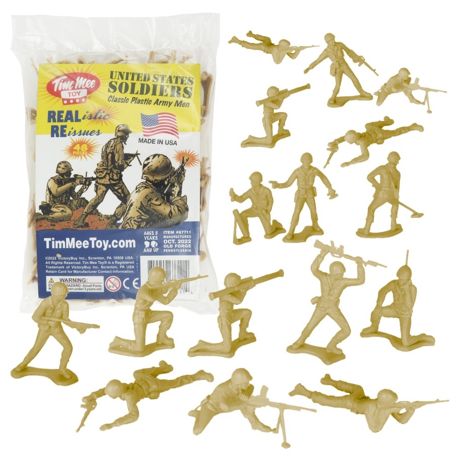 Era Tim Mee | Timmee Plastic Army Men-Tan 48Pc Toy Soldier Figures-Made In Usa