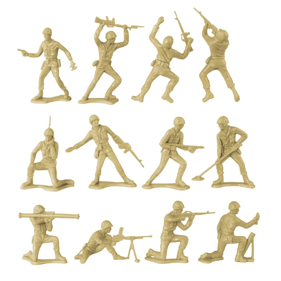 Era Tim Mee | Timmee Plastic Army Men-Tan 48Pc Toy Soldier Figures-Made In Usa