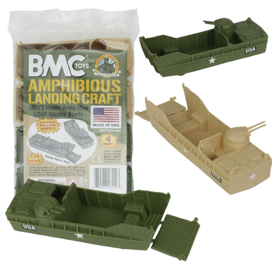 Era BMC Toys | Bmc Classic Marx Landing Craft-4Pc Tan Vs. Od Green Plastic Army Men Vehicles