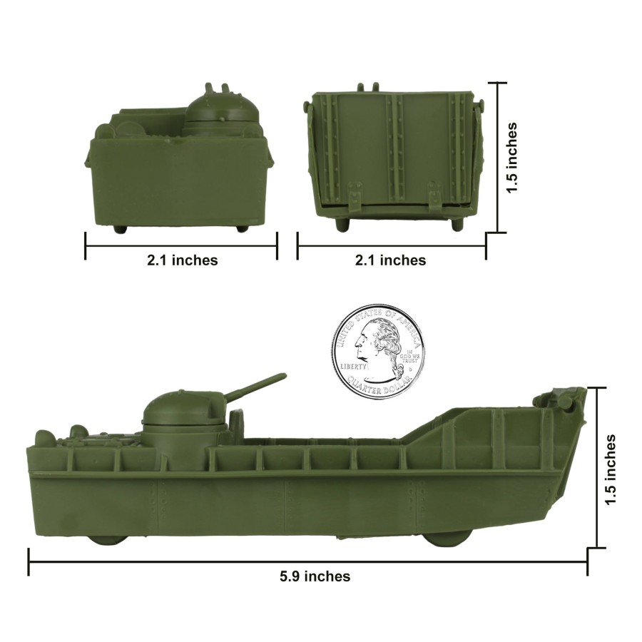 Era BMC Toys | Bmc Classic Marx Landing Craft-4Pc Tan Vs. Od Green Plastic Army Men Vehicles