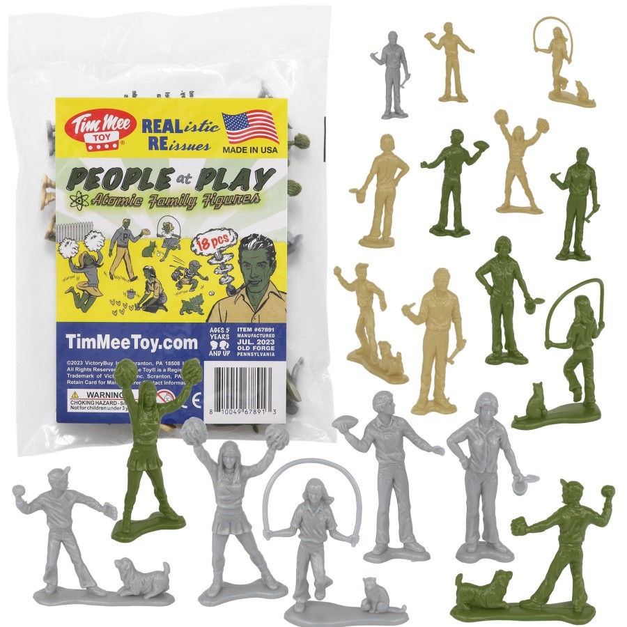 Era Tim Mee | Tim Mee People Play Figures-Od Green, Tan & Gray 18Pc Playset-Made In Usa