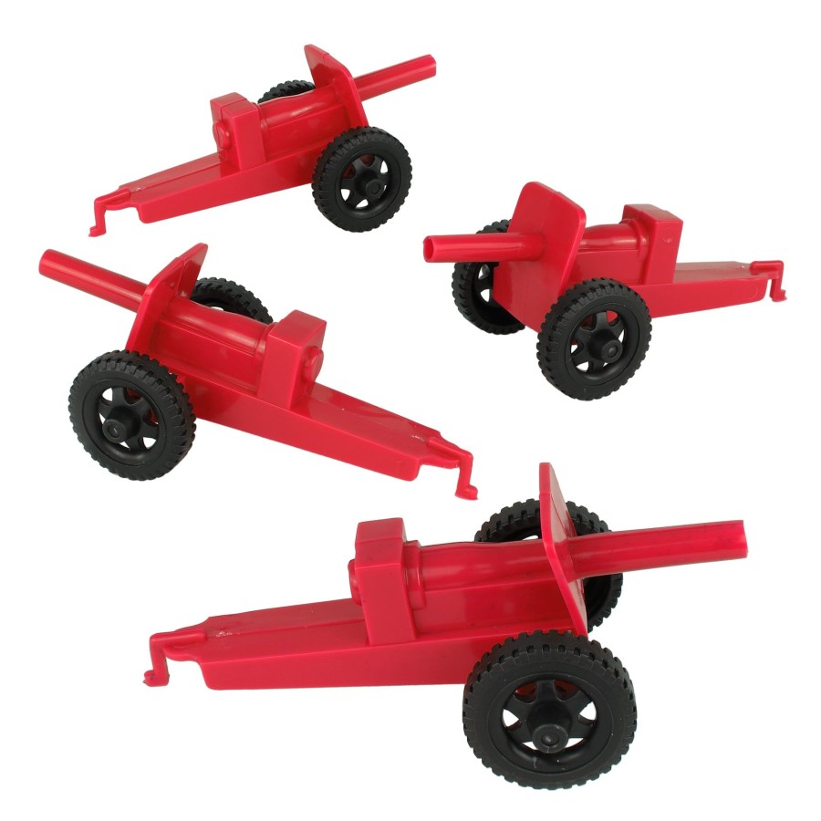 Era Tim Mee | Timmee M3 Artillery-Red 4Pc Plastic Army Men Cannon Playset-Made In Usa